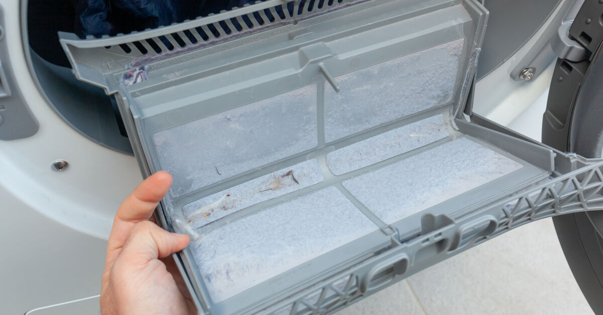 Open filter area near washer base
