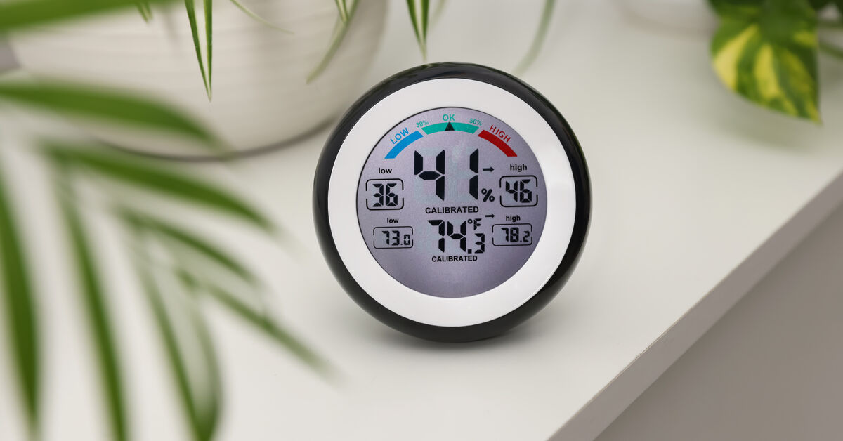 Indoor hygrometer showing humidity level