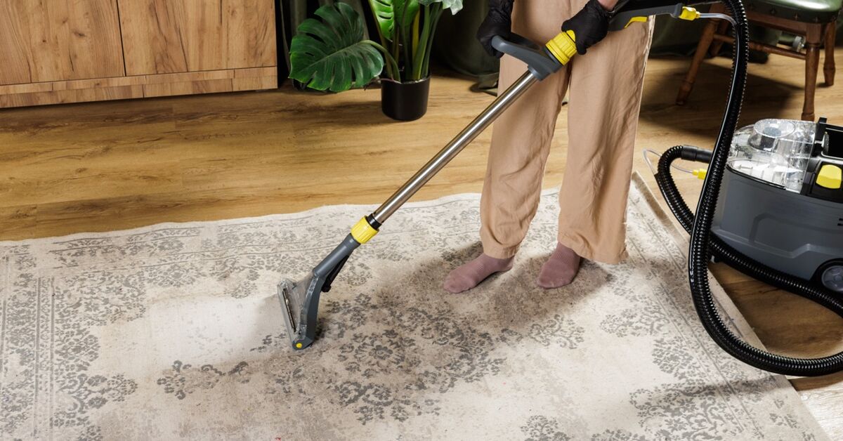 Professional machine deep cleaning rug