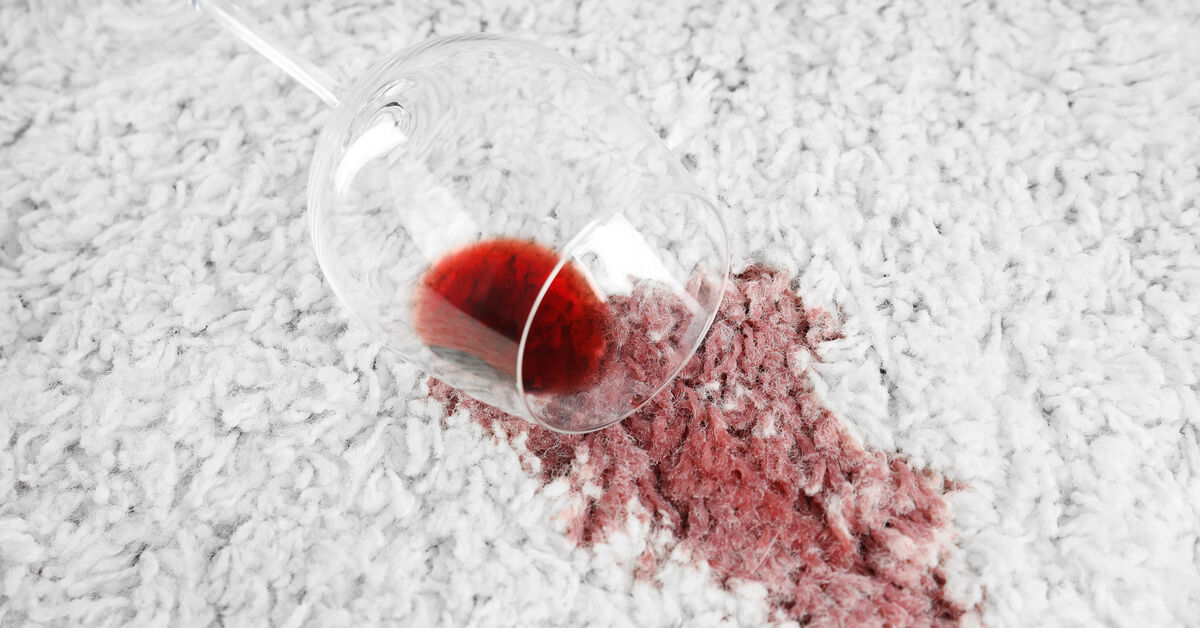 Red wine spilled onto rug