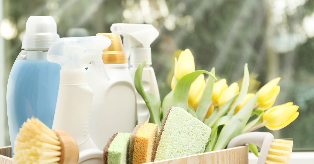 Cleaning supplies laid out before starting